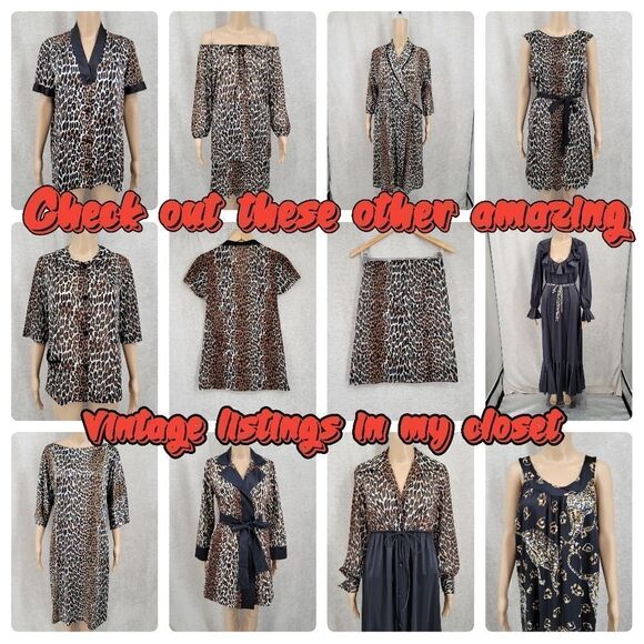 Vanity Fair Leopard Top Button Front Short Sleeve Vneck 70s Vintage Mobwife - Picture 8 of 8